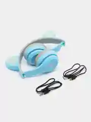 Синий накладные Bluetooth-наушники More choice HW24kids, беспроводные наушники 200 мАч