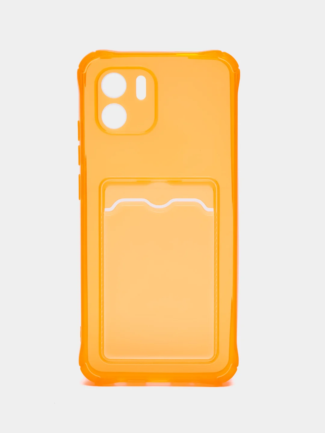 Оранжевый силиконовый чехол Xiaomi Redmi A1, (Сяоми Редми А1), с карманом, прозрачный