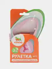 Рулетка "Пижон" с прорезиненной ручкой, 3 м, до 15 кг, трос, серо-розовая