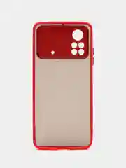 Красный чехол для Poco X4 Pro 5G, полупрозрачный, Поко Х4 Про, цветные кнопки, матовый