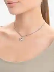 Серый меланж ожерелье женское с жемчугом и подвеской