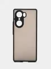 Черный чехол на Honor 60, полупрозрачный, матовый, цветные кнопки
