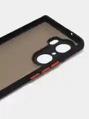Черный чехол на Honor 60, полупрозрачный, матовый, цветные кнопки