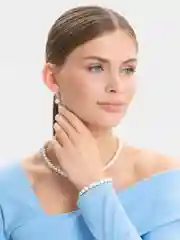 Набор: серьги, колье, браслет из жемчуга, 3 предмета