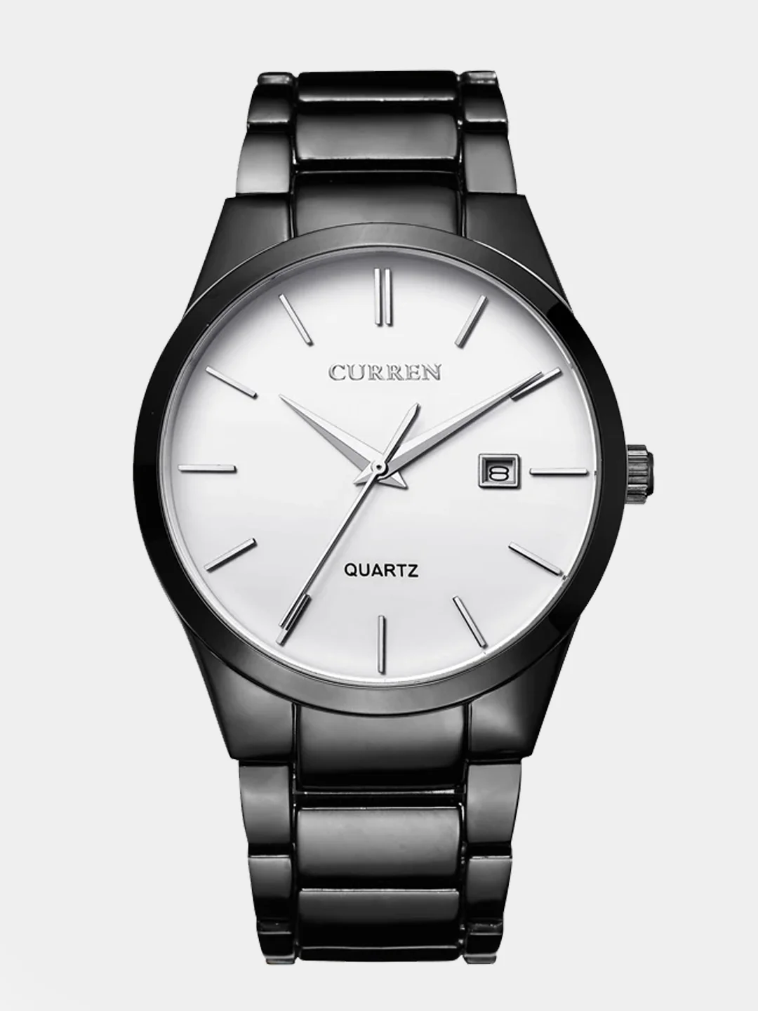 Серебряный мужские наручные часы Curren 8106м  календарём в подарочной упаковке