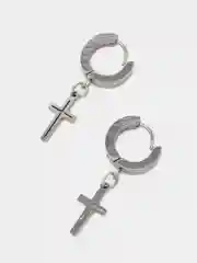 Серебряный серьги с крестиком унисекс