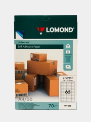 Этикетки самоклеящиеся LOMOND А4 50 листов 38 x 21,2/ 48,4 х 25,4/ 70 x 37 мм