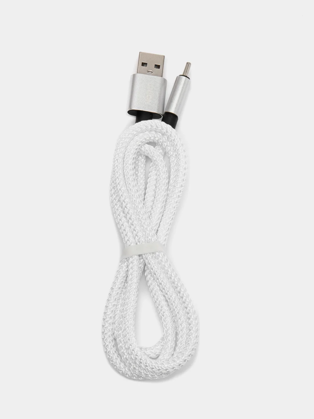 Белый плетёный USB кабель в оплетке Lightning, Micro Type-C