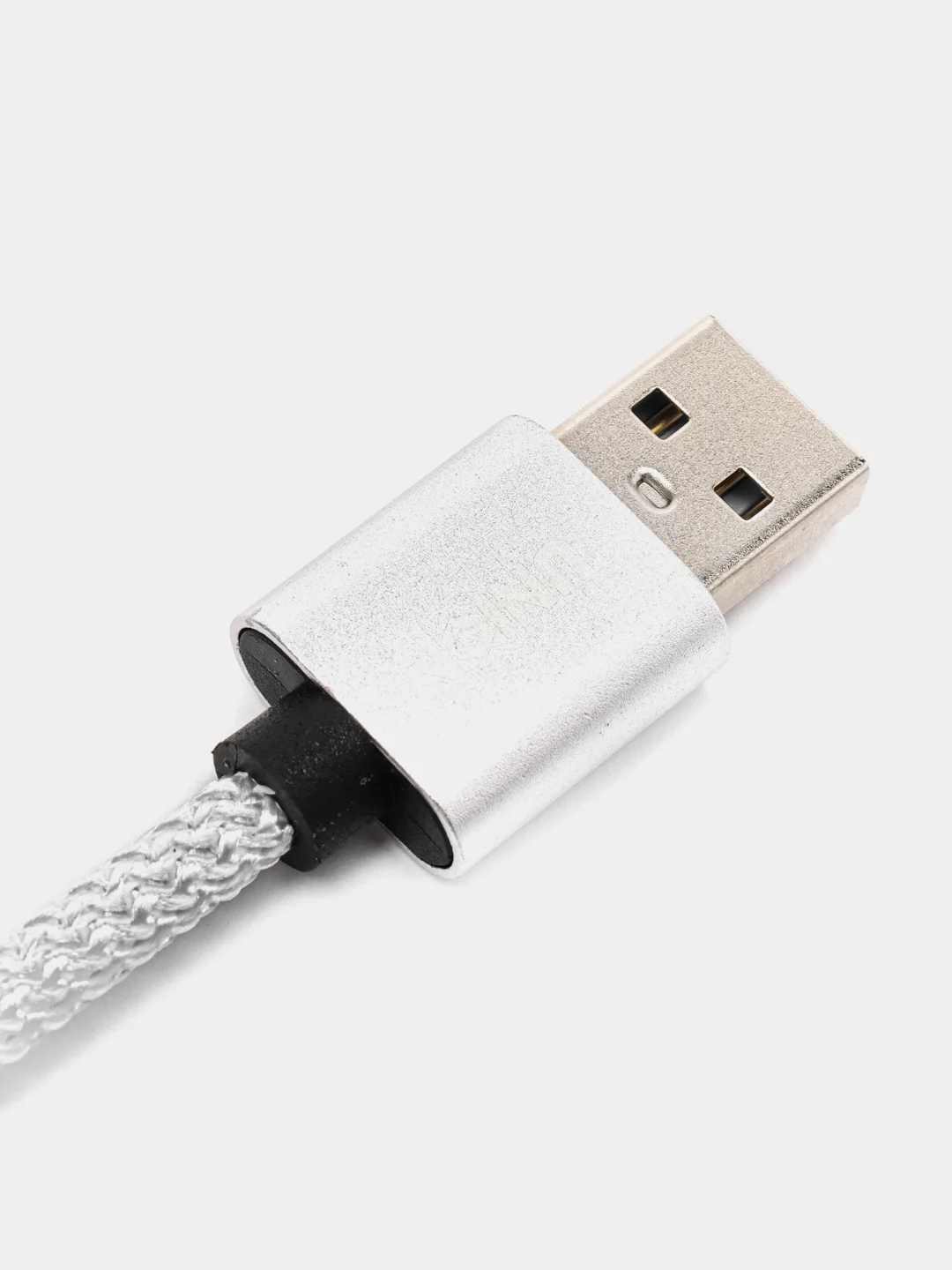 Белый плетёный USB кабель в оплетке Lightning, Micro Type-C