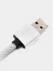 Белый плетёный USB кабель в оплетке Lightning, Micro Type-C