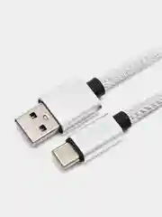 Белый плетёный USB кабель в оплетке Lightning, Micro Type-C