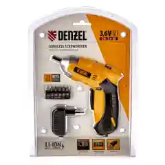 Отвертка аккумуляторная, 3.6 В, набор бит, DENZEL, 26002