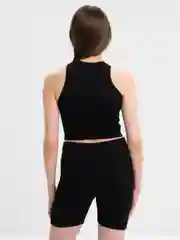 Черный спортивный женский костюм: шорты и топ майка, комплект, фитнес костюм, для йоги, танцев, дома