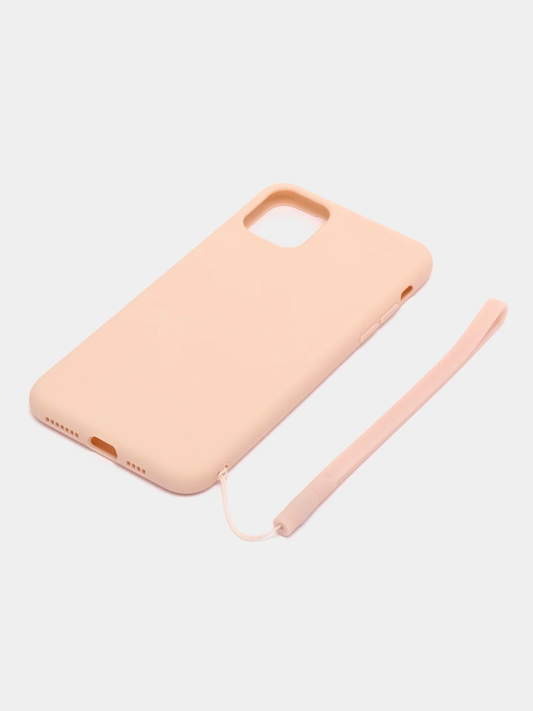 Розовый чехол для IPhone 11 Pro Max силиконовый, с ремешком на руку в комплекте