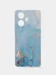 Светло-синий чехол на Realme 10 Pro+ / Реалми 10 Про плюс прозрачный, с рисунком, защита камеры