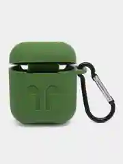 Лесной зеленый чехол для беспроводных наушников AirPods 1/2 с карабином, силиконовый