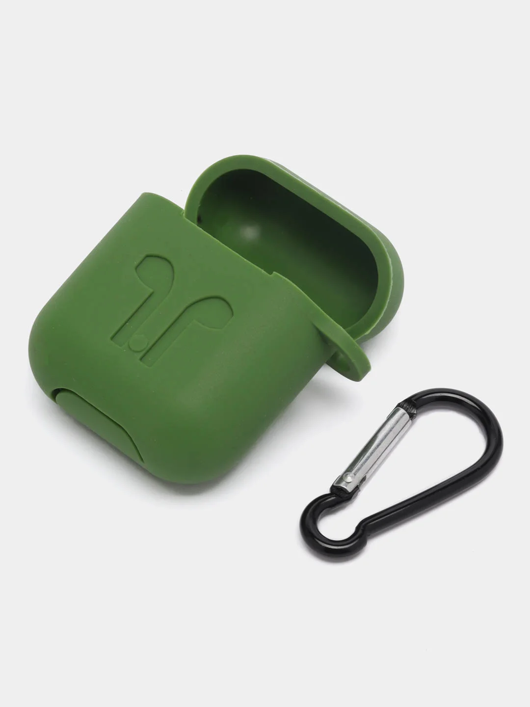Лесной зеленый чехол для беспроводных наушников AirPods 1/2 с карабином, силиконовый