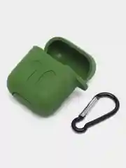 Лесной зеленый чехол для беспроводных наушников AirPods 1/2 с карабином, силиконовый
