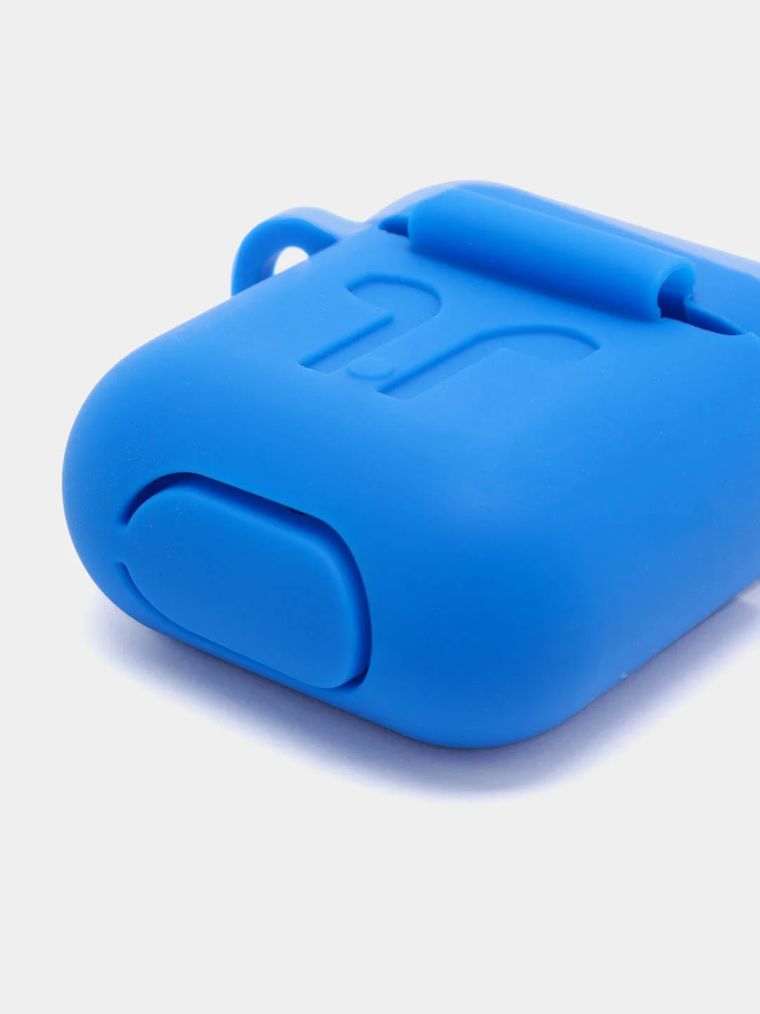 Голубой чехол для беспроводных наушников AirPods 1/2 с карабином, силиконовый