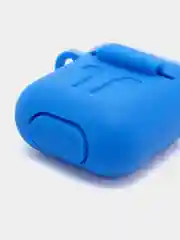 Голубой чехол для беспроводных наушников AirPods 1/2 с карабином, силиконовый