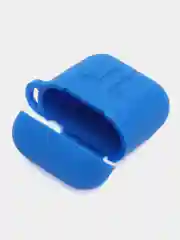 Голубой чехол для беспроводных наушников AirPods 1/2 с карабином, силиконовый