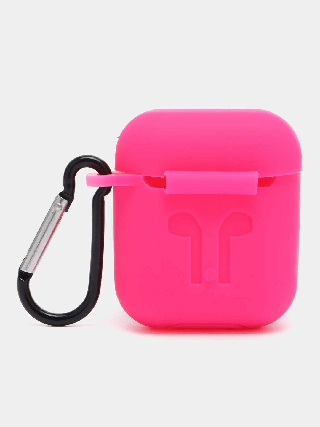 Розовый чехол для беспроводных наушников AirPods 1/2 с карабином, силиконовый