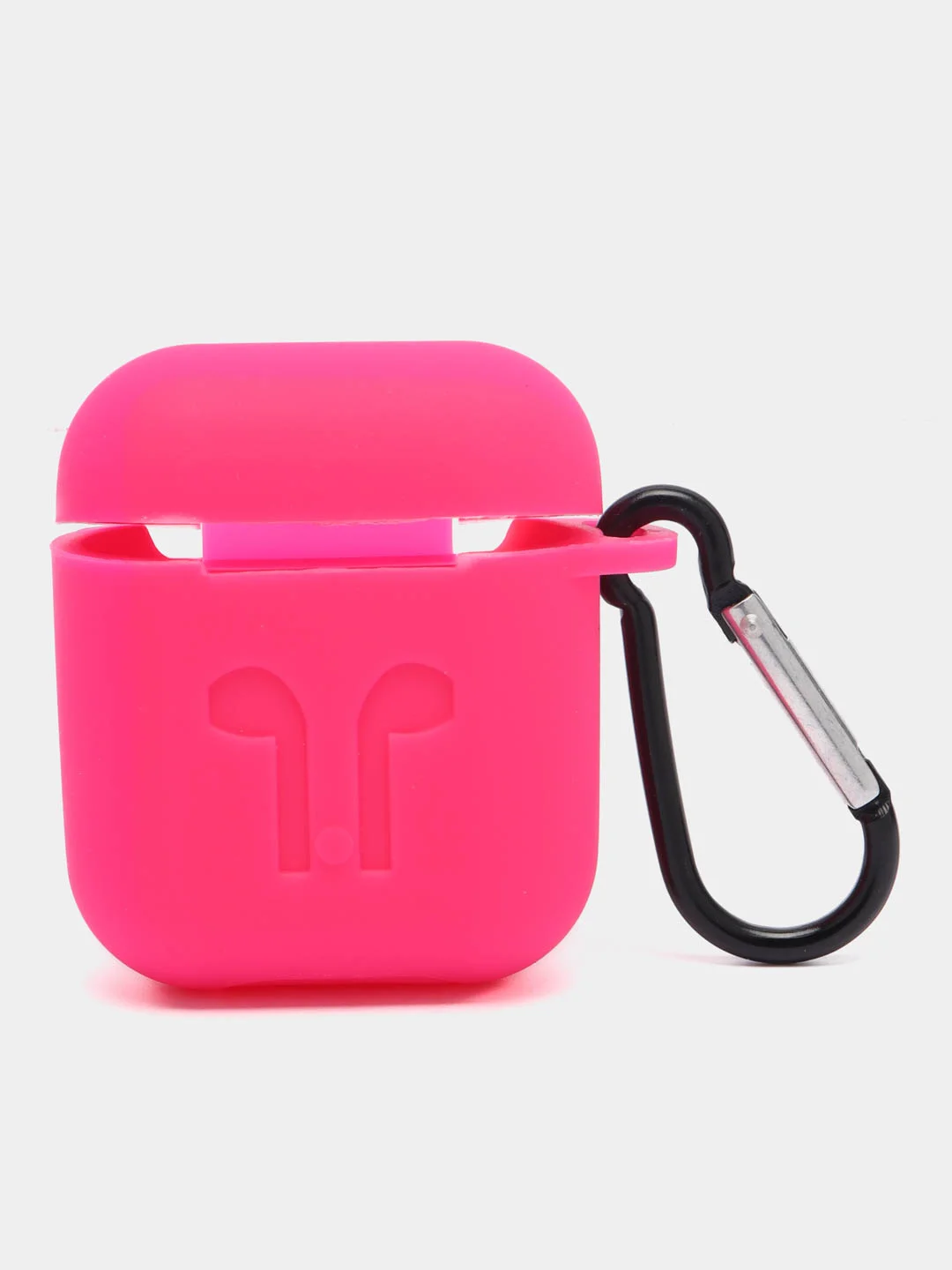 Розовый чехол для беспроводных наушников AirPods 1/2 с карабином, силиконовый