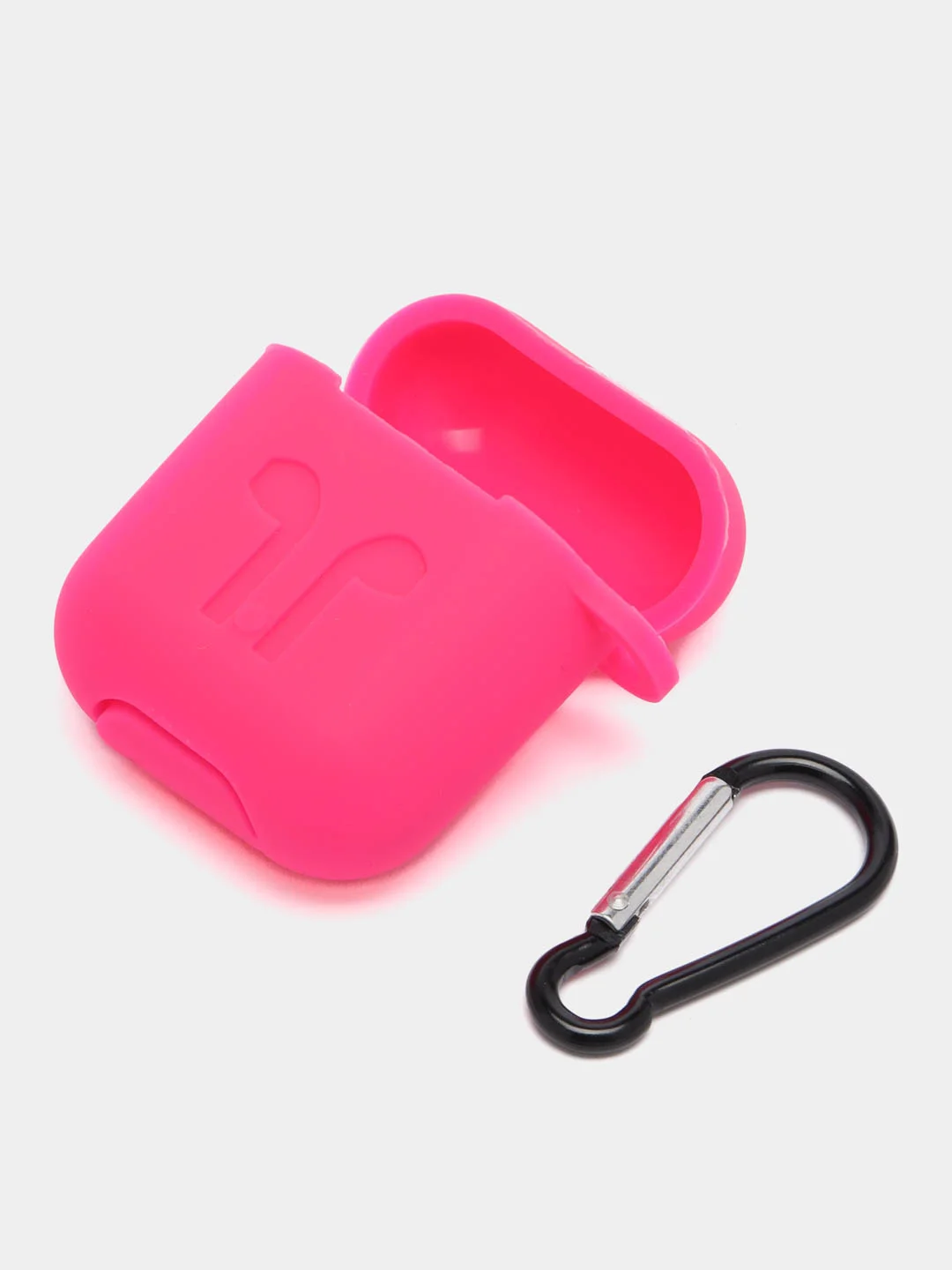 Розовый чехол для беспроводных наушников AirPods 1/2 с карабином, силиконовый