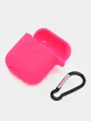 Розовый чехол для беспроводных наушников AirPods 1/2 с карабином, силиконовый