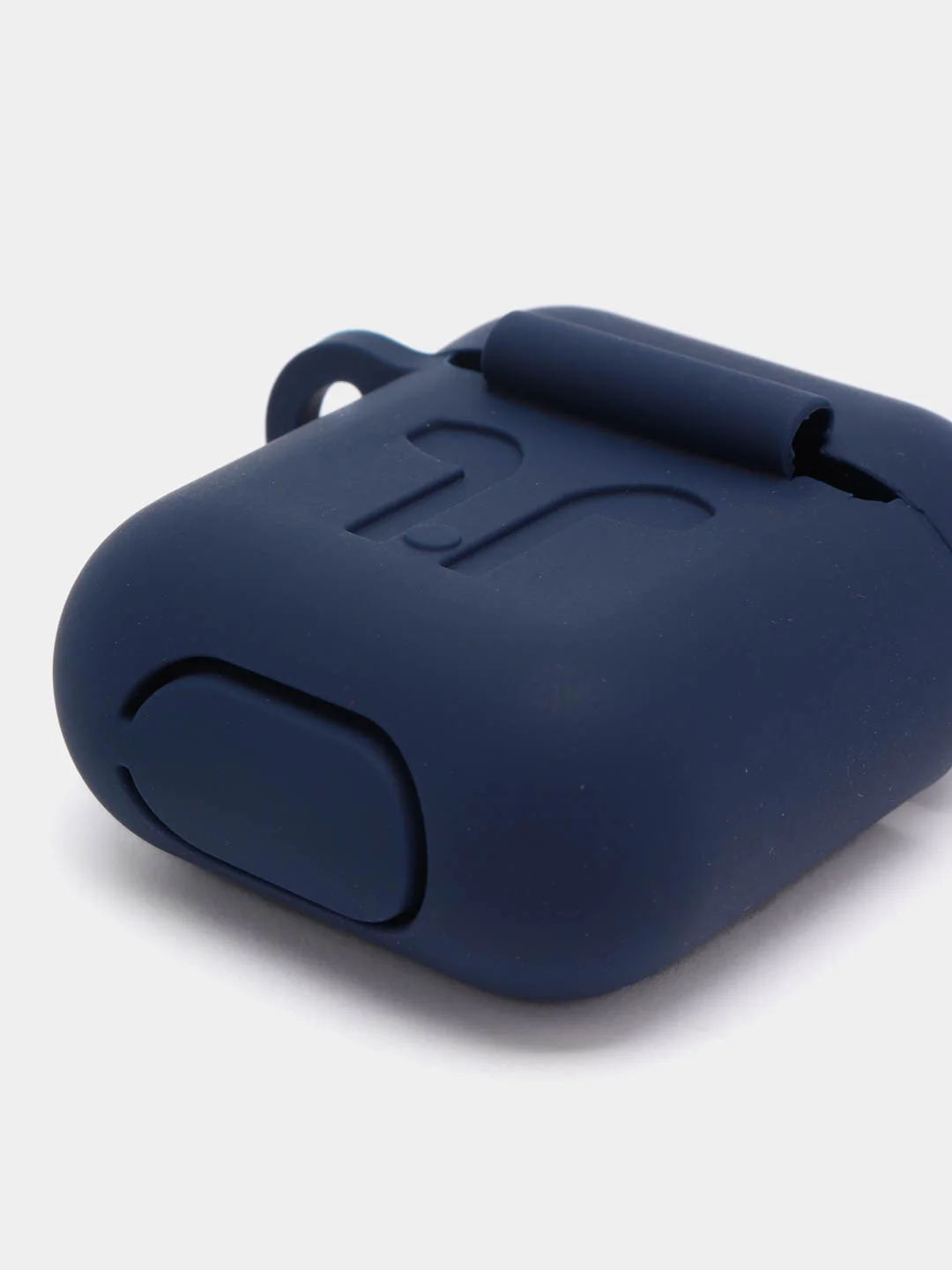 Индиго чехол для беспроводных наушников AirPods 1/2 с карабином, силиконовый