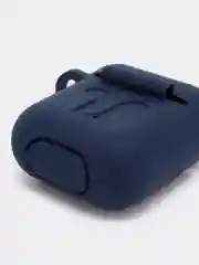 Индиго чехол для беспроводных наушников AirPods 1/2 с карабином, силиконовый