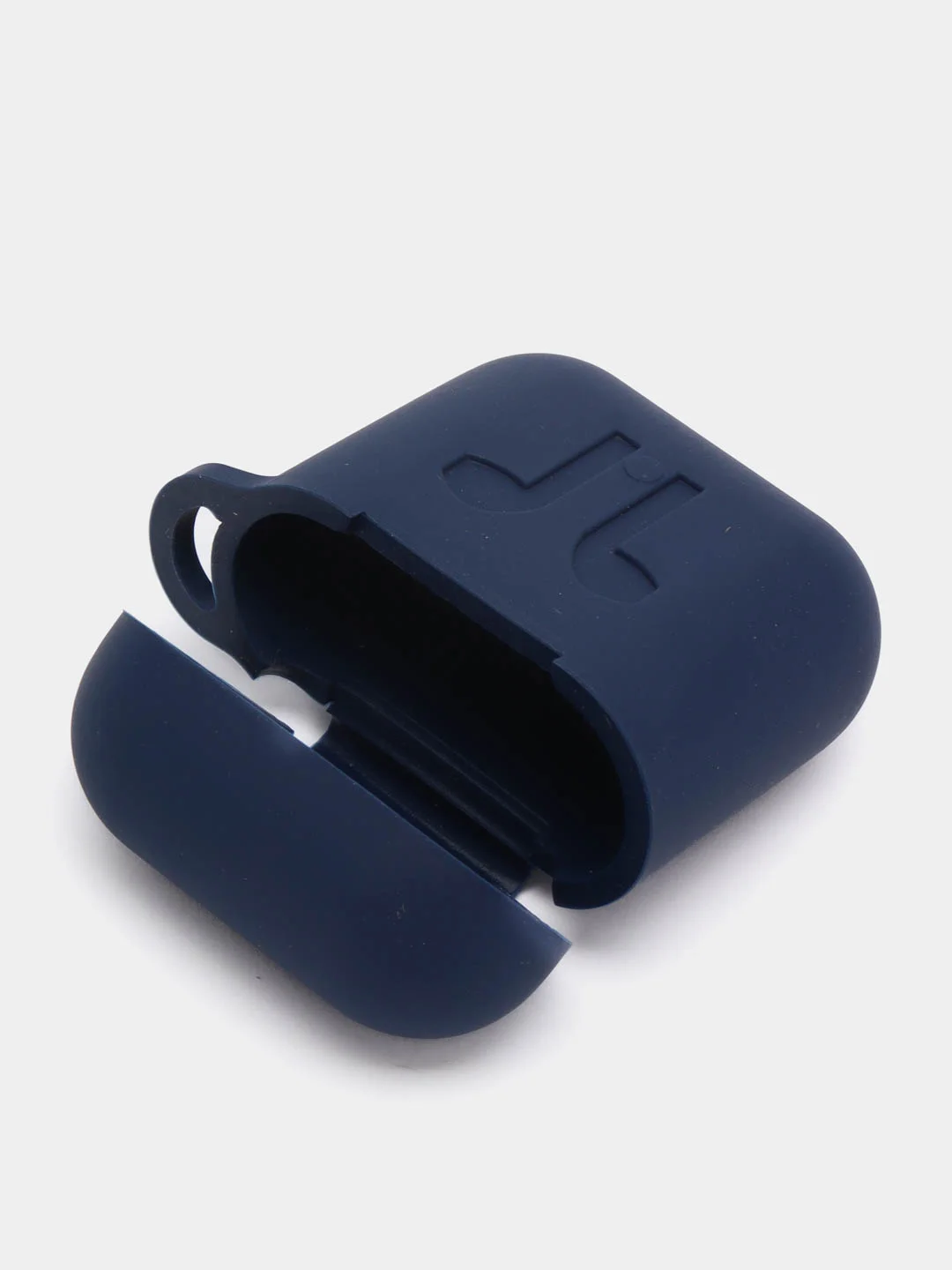 Индиго чехол для беспроводных наушников AirPods 1/2 с карабином, силиконовый