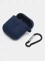 Индиго чехол для беспроводных наушников AirPods 1/2 с карабином, силиконовый