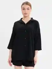 Черный женский, летний костюм, с шортами