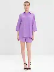 Аметистовый женский, летний костюм, с шортами