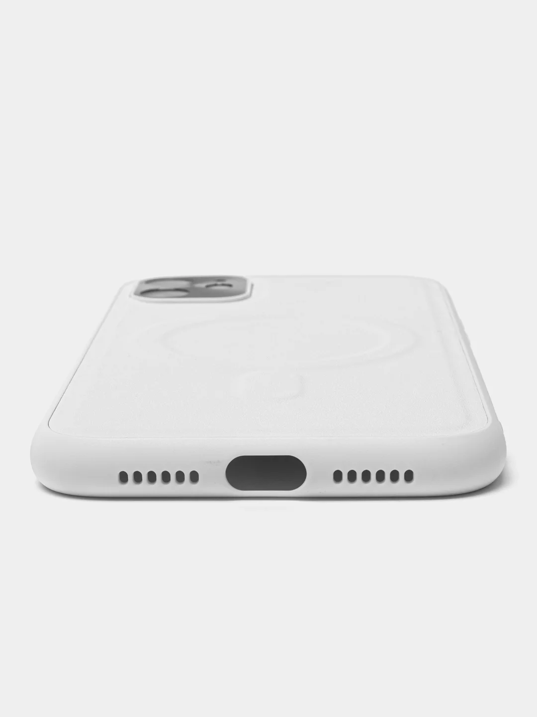 Белый чехол Magsafe (Магсейф) на iPhone 11/12/13 mini/14 Pro/14 Plus Max, кожаный