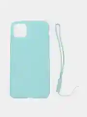 Голубой чехол для IPhone 11 Pro Max силиконовый, с ремешком на руку в комплекте