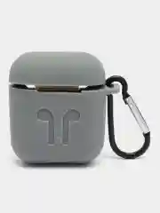 Серый чехол для беспроводных наушников AirPods 1/2 с карабином, силиконовый