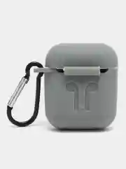 Серый чехол для беспроводных наушников AirPods 1/2 с карабином, силиконовый
