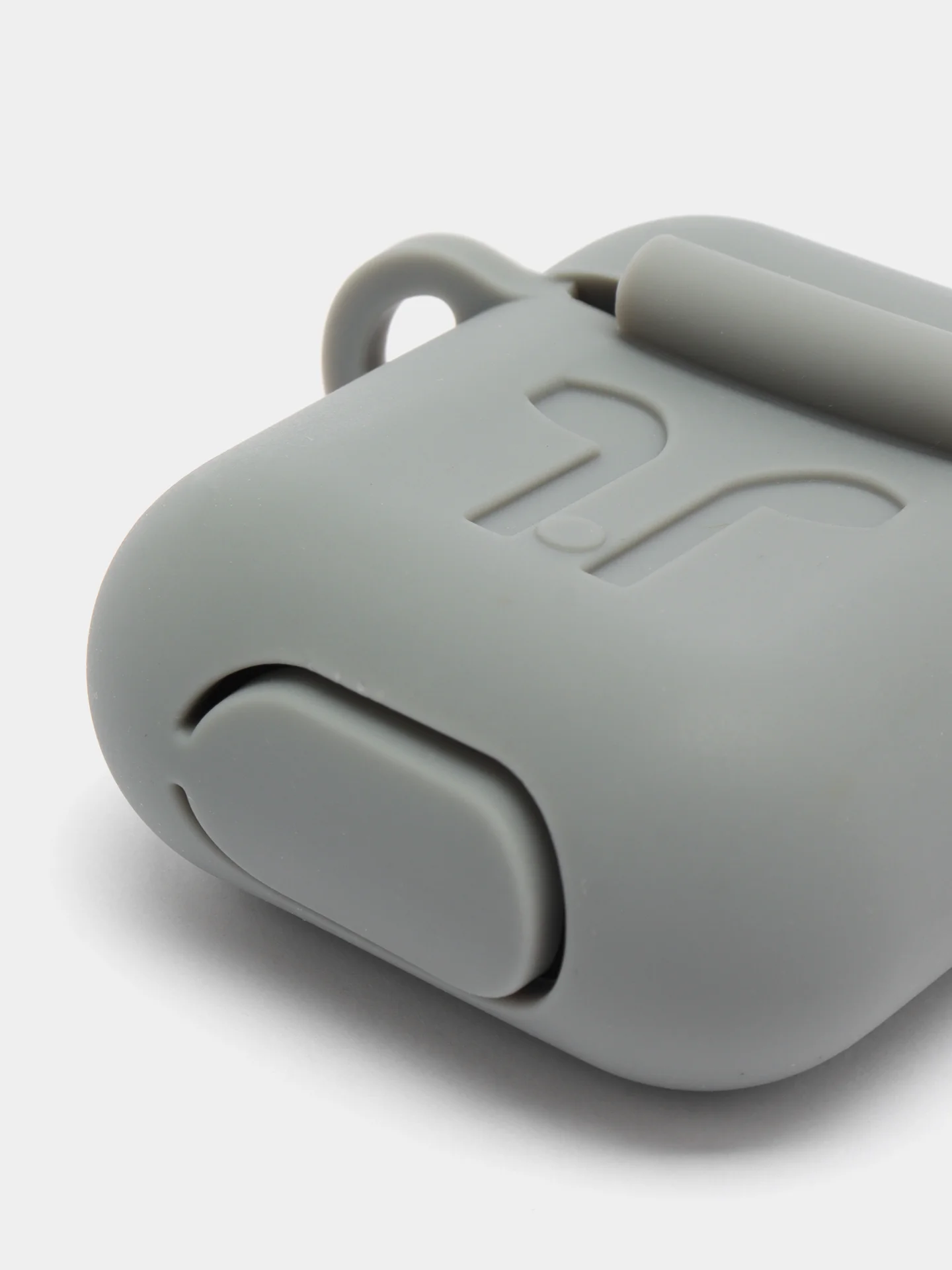 Серый чехол для беспроводных наушников AirPods 1/2 с карабином, силиконовый