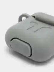Серый чехол для беспроводных наушников AirPods 1/2 с карабином, силиконовый