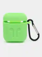 Лайм чехол для беспроводных наушников AirPods 1/2 с карабином, силиконовый