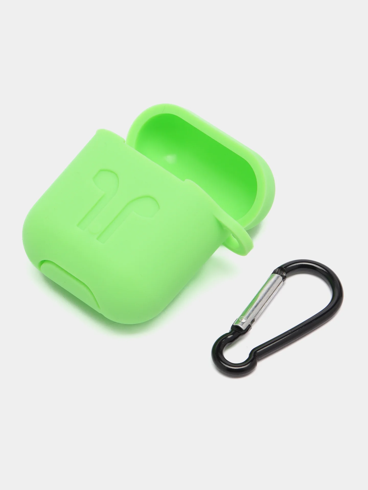 Лайм чехол для беспроводных наушников AirPods 1/2 с карабином, силиконовый