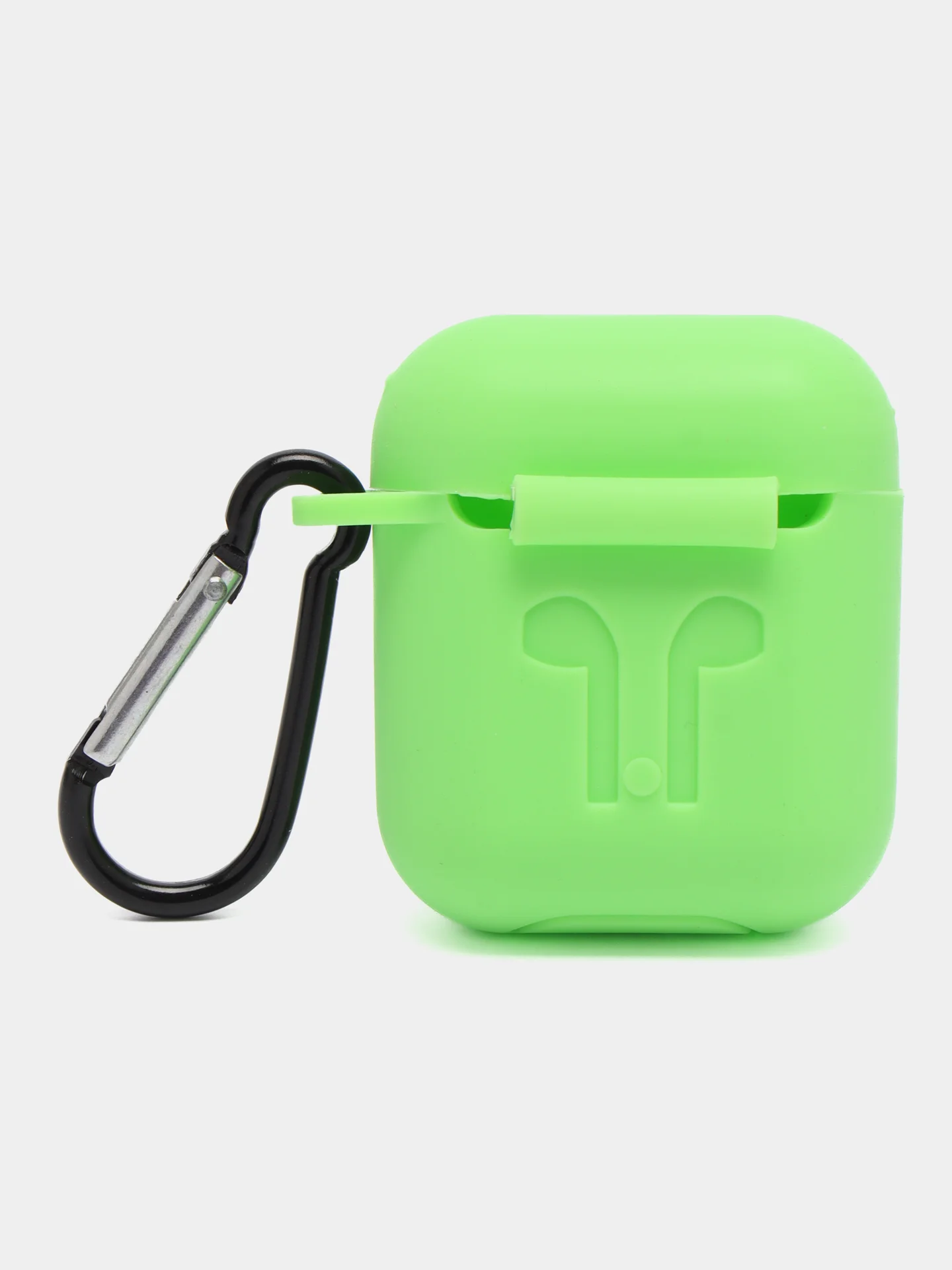 Лайм чехол для беспроводных наушников AirPods 1/2 с карабином, силиконовый