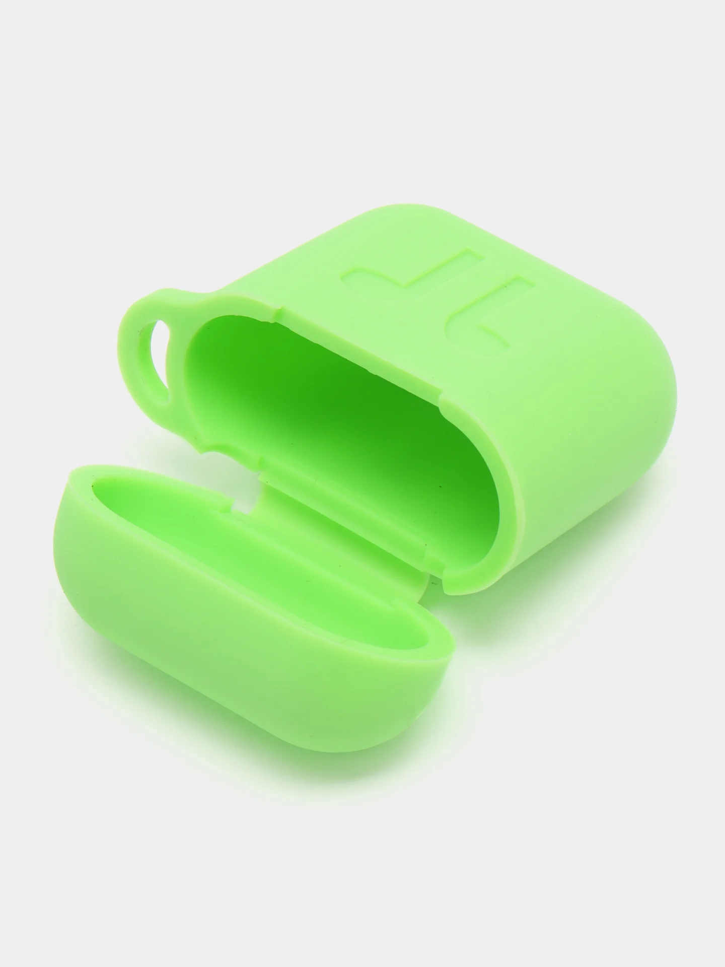 Лайм чехол для беспроводных наушников AirPods 1/2 с карабином, силиконовый