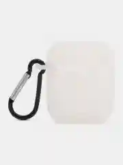 Прозрачный чехол для беспроводных наушников AirPods 1/2 с карабином, силиконовый