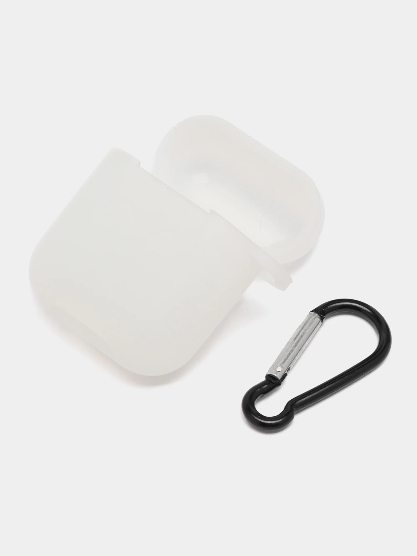 Прозрачный чехол для беспроводных наушников AirPods 1/2 с карабином, силиконовый
