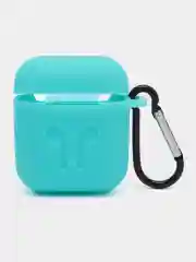 Бирюзовый чехол для беспроводных наушников AirPods 1/2 с карабином, силиконовый