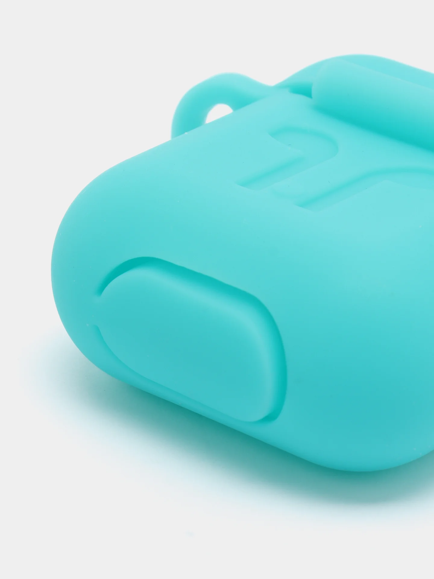 Бирюзовый чехол для беспроводных наушников AirPods 1/2 с карабином, силиконовый