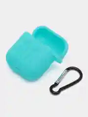Бирюзовый чехол для беспроводных наушников AirPods 1/2 с карабином, силиконовый
